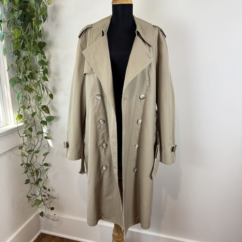 Vintage Military Trench Coat | Khaki Double Breasted Belted Long Unisex Overcoat